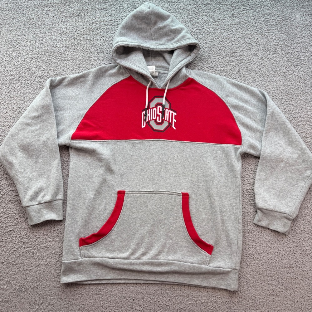 Champion Ohio State Buckeyes Hoodie Mens Large Grey Red Colorblock 2021